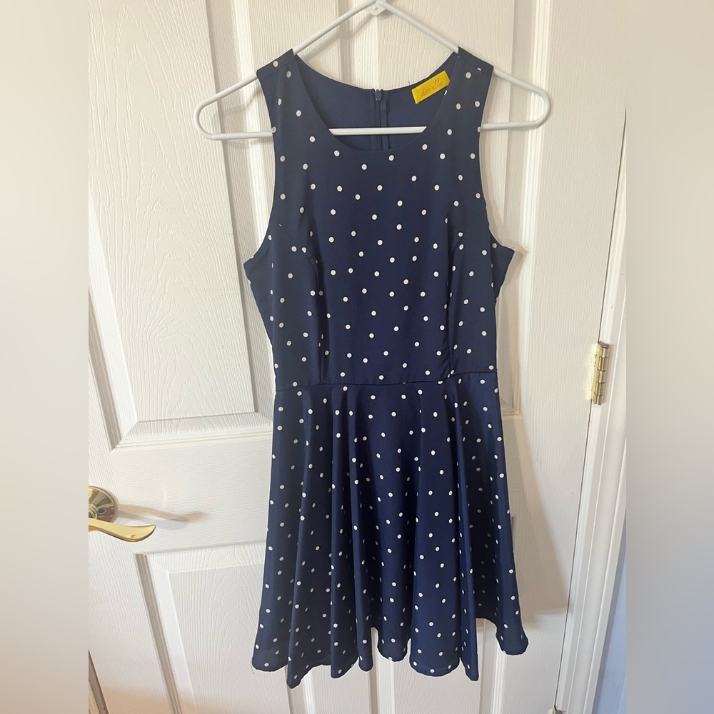 Dee Elle Blue Dress with White Dots